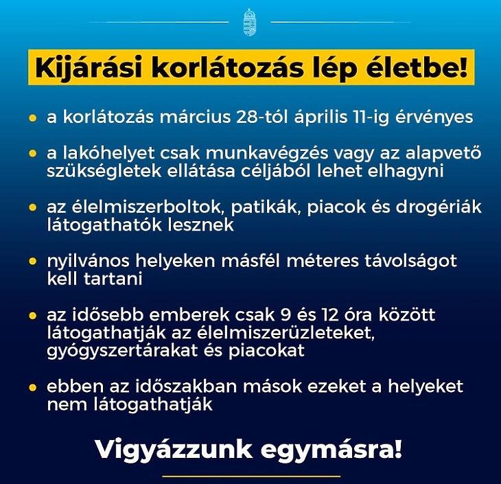 Szombattól kijárási korlátozás lép életbe Magyarországon Szombattól kijárási korlátozás lép életbe Magyarországon