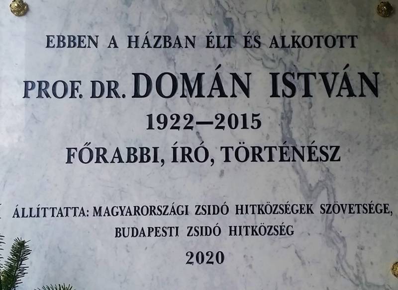 Emléktáblát avattunk dr.Domán István főrabbi emlékére Emléktáblát avattunk dr.Domán István főrabbi emlékére
