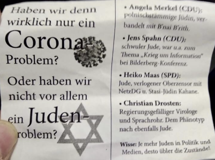 Antiszemita hirdetésekkel vontak párhuzamot a járvány és a zsidóság között Kölnben Antiszemita hirdetésekkel vontak párhuzamot a járvány és a zsidóság között Kölnben