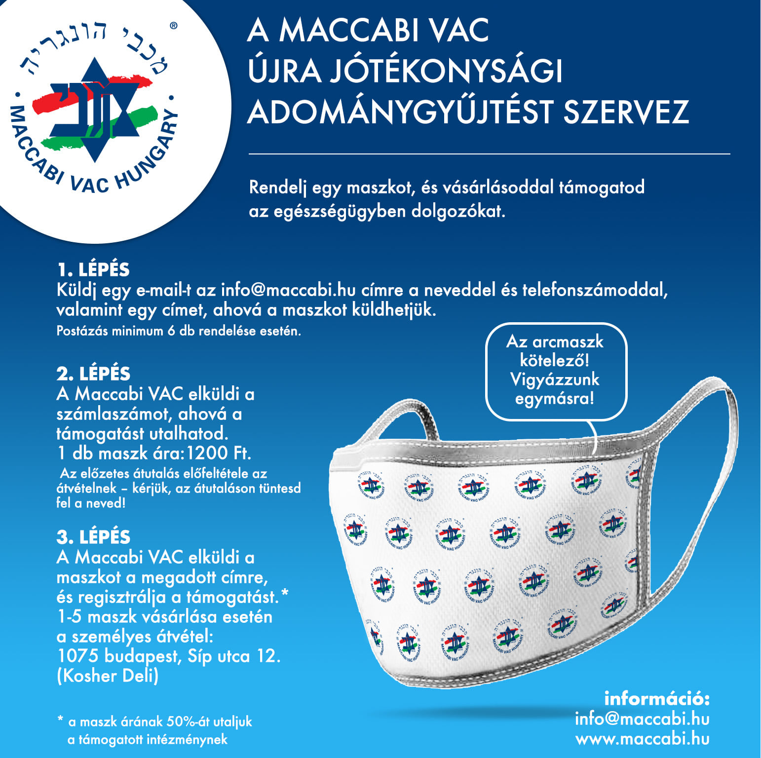 Maccabi VAC jótékonysági akció: vegyen egy maszkot és támogassa az egészségügyi dolgozókat